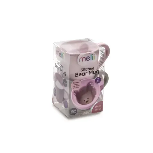 Set 2 cani pentru copii Melii Ursulet, cu design interior, Roz/Mov