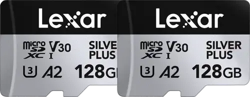 Set 2 carduri de memorie Lexar Professional SILVER Plus LMSSIPL128G-B2ANG, 128GB, microSDXC, UHS-I U3, V30
