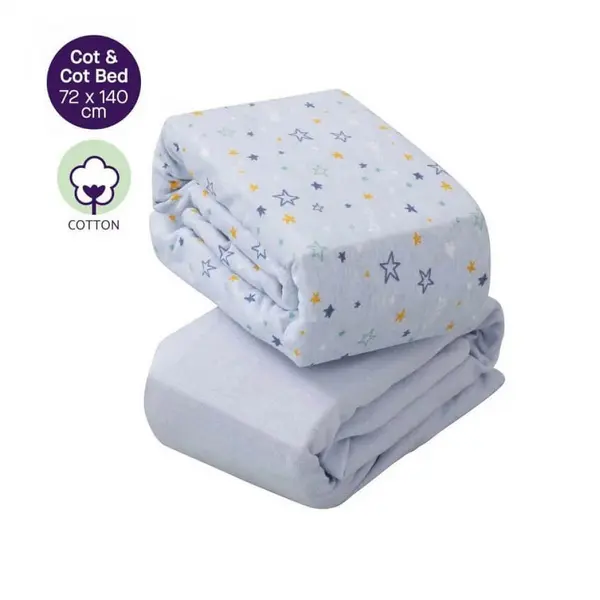 Set 2 cearceafuri Clevamama blue cu elastic 140 x 70 cm