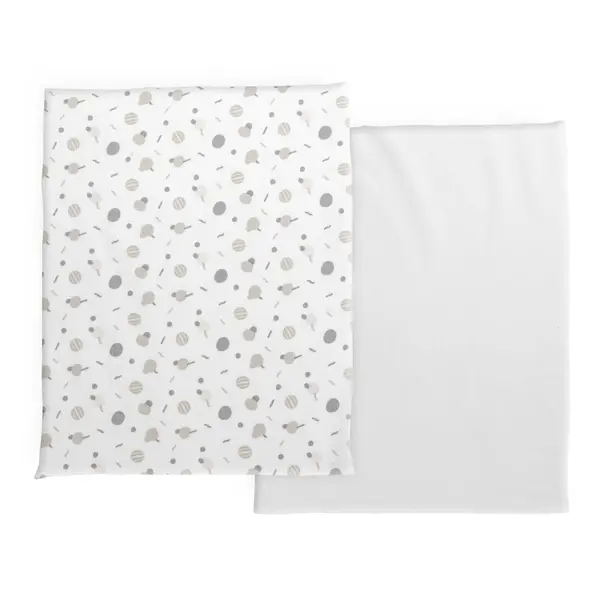 Set 2 cearceafuri cu elastic din bumbac Chicco Next2Me Forever, Confetti, 0luni+