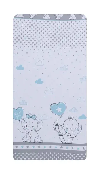 Set 2 cearceafuri din bumbac pentru saltea 120x60 cm Beberoyal Love Elephants Blue