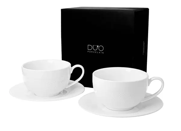 Set 2 Cesti si Farfurii Portelan 250ml DIAMOND