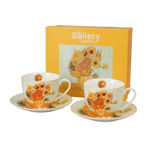Set 2 Cesti si Farfurii Portelan 270ml SUNFLOWERS