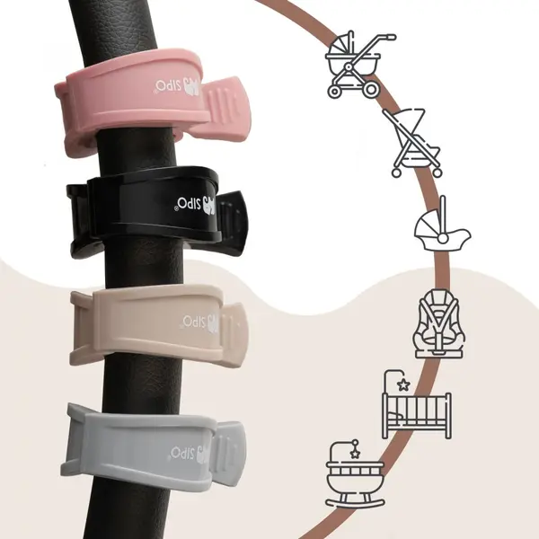 Set 2 cleme multifunctionale pentru carucior Sipo Pink