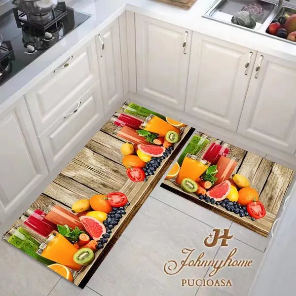 Set 2 covoare pentru Bucatarie, Multicolor, fructe