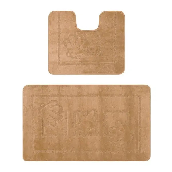 Set 2 Covorase pentru Baie, 60 x 100 cm, 50 x 60 cm, Antiderapante, Bej, Maritime 2546