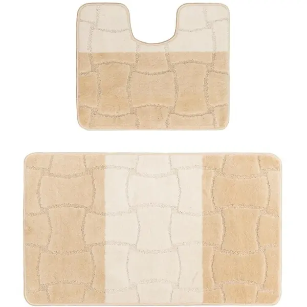Set 2 Covorase pentru Baie, Bej, 50 x 80 cm, 40 x 50 cm, Sariyer 2540