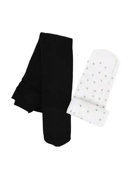 Set 2 dresuri alb si negru Micro 40 DEN stelute