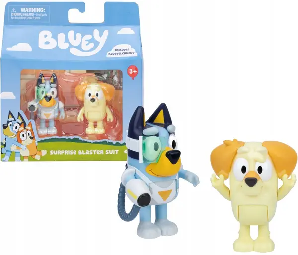 Set 2 figurine - Bluey - Surprise Blaster Suit: Bluey & Chucky | Moose Toys
