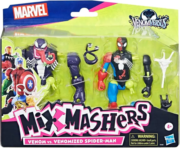 Set 2 figurine, Marvel, Mixmashers, Venom Vs Venomized Spiderman, F9194