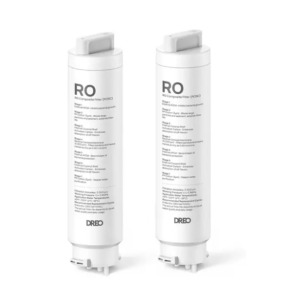 - Set 2 filtre de schimb pentru osmoză inversă Dreo DR-KPA032, compatibile cu filtrele de apă DREO RO 112, 113, 114 și 115, elimină 99,99% dintre contaminanți, inclusiv PFOA, PFOS și clor, testate SGS, Alb