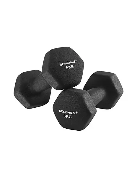 Set 2 gantere, Songmics, 2 x 5 Kg, Anti alunecare, Negru