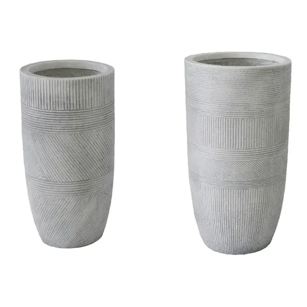 Set 2 Ghivece Ceramice Negani, Gri Deschis, Ceramică, Compacte - Transformă-ți casa cu stil!, 34x34x63 cm