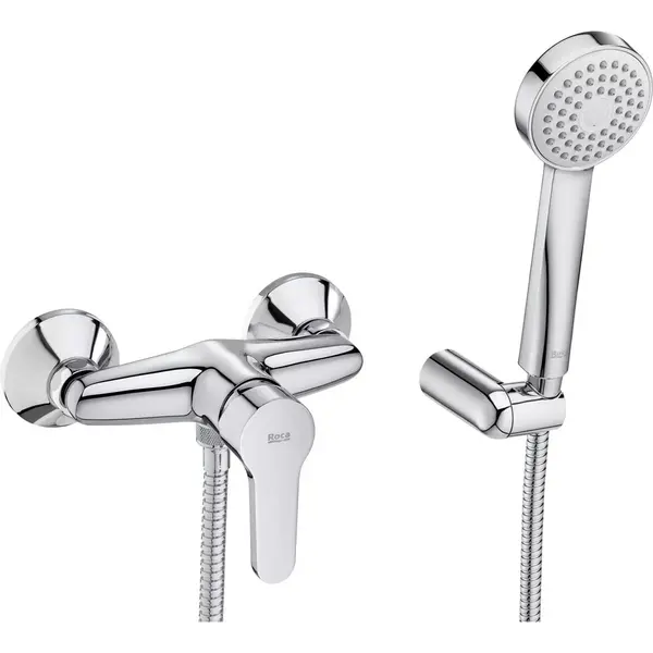Set 2 in 1 baterie dus Roca Arola A5A206AC0K, aparent, para de dus, furtun de dus, suport para de dus, Crom