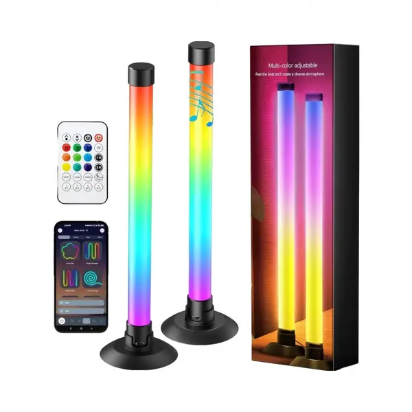 Set 2 lampi ambientale Smart RGB, Sincronizare sunet