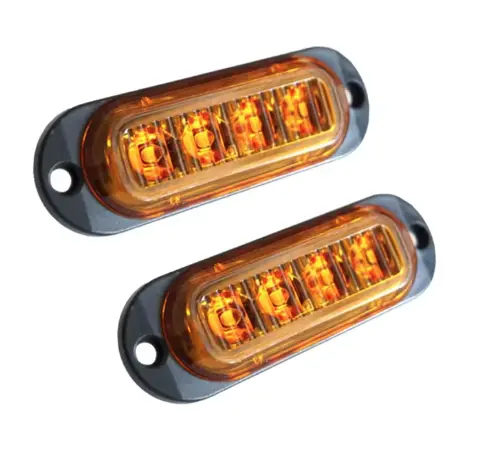 Set 2 Lampi laterale 4 LED Semnalizare Galbena 12 24V pozitie si stroboscop pentru camion remorca