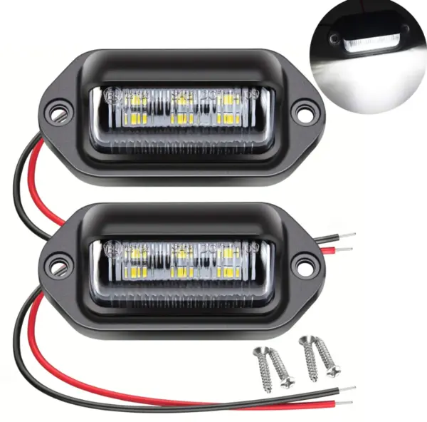 Set 2 Lampi LED Numar inmatriculare 12V 24V cu 6 LED Alb Rece Universale camion remorca platforma etc