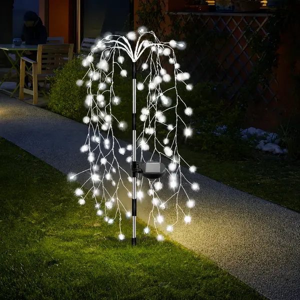 Set 2 Lampi Solare Decorative tip Salcie 120 LED-uri Lumina Calda Rece Multicolor pentru Curte Gradina