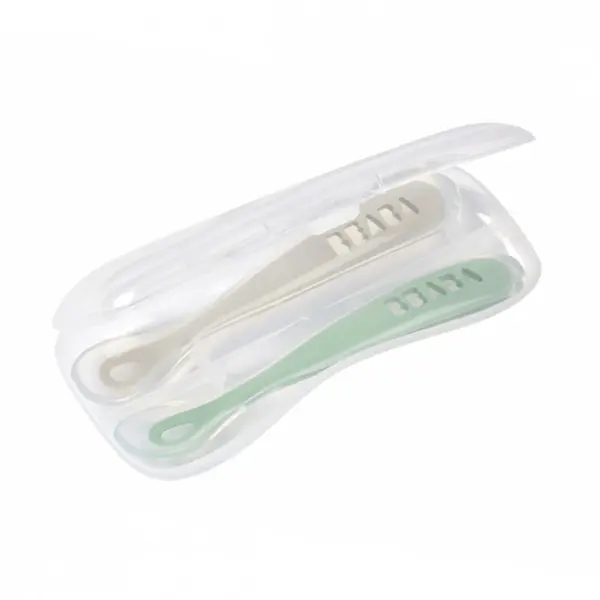 Set 2 lingurite silicon +4 luni Beaba Sage Green