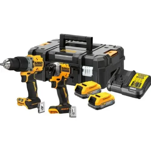 Set 2 Masini de gaurit si insurubat DeWalt DCD805 si DCF850, 2 acumulatori Powerstack, 18 V, 1.7 Ah, valiza (Galben/Negru)