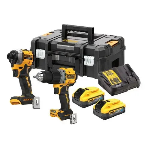 Set 2 masini de gaurit si insurubat DeWalt DCK2050H2T-QW, 2 acumulatori, 18 V, 5.0 Ah, incarcator, valiza (Galben/Negru)