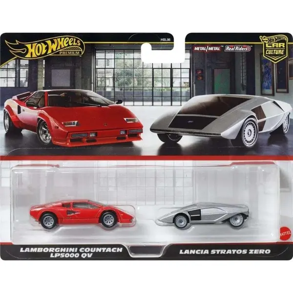 Set 2 masini metalice, Hot Wheels, Lamborghini Countach LP5000QV si Lancia Stratos Zero, JBL02