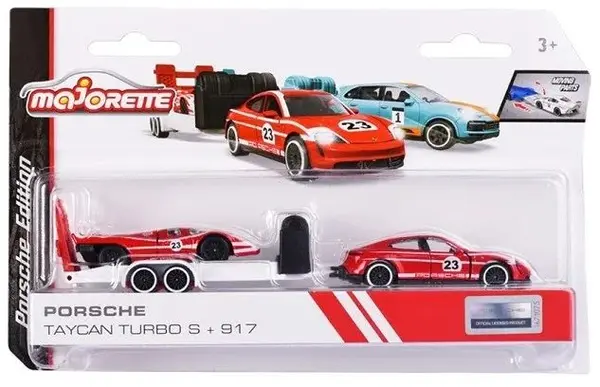 Set 2 masini si remorca - Porsche - Rosu | Majorette