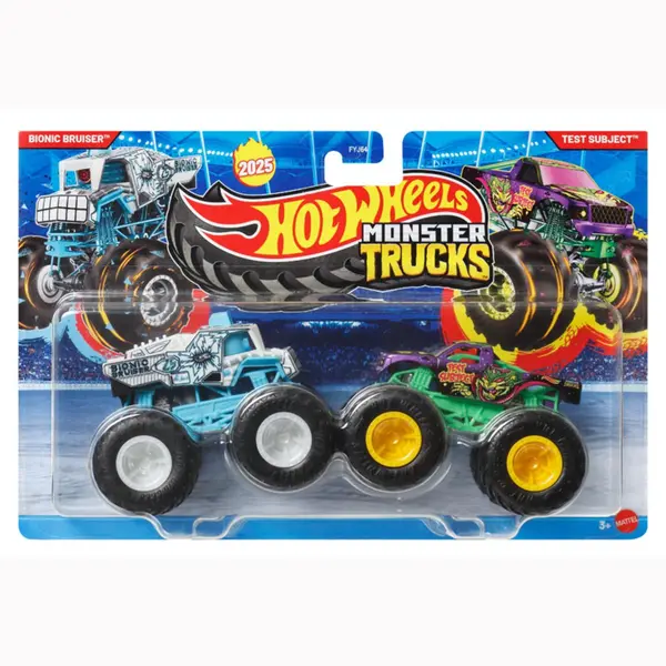 Set 2 masinute Monster Truck, Hot Wheels, Demolition Doubles, Bionic Bruiser Vs Test Subject, JCC68