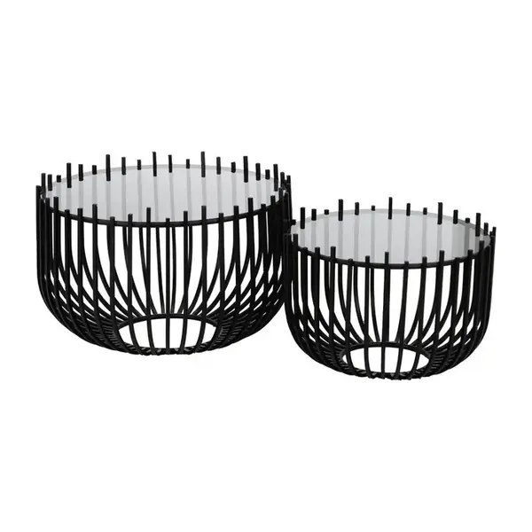 Set 2 masute de cafea ARMAH Ø55/68 x 38/45 CM - Negru
