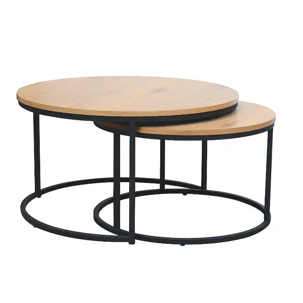 Set 2 masute de cafea ATLANTA III WOOD Ø80/60 CM - Default Title