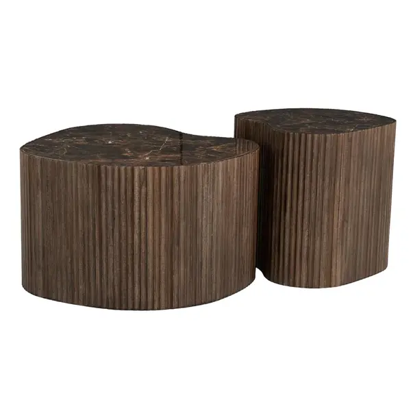 Set 2 masute de cafea CORSIN HEARTS 60x37/42x42 CM - Maro