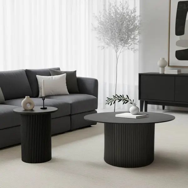 Set 2 masute de cafea Dovel Negru 70x70x50 cm