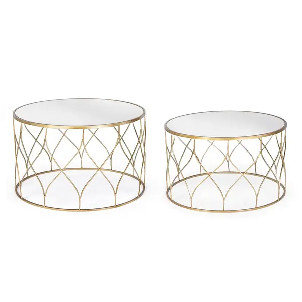 Set 2 masute de cafea ELENOR ROUND Ø66/71 x 38/43 CM - Gold