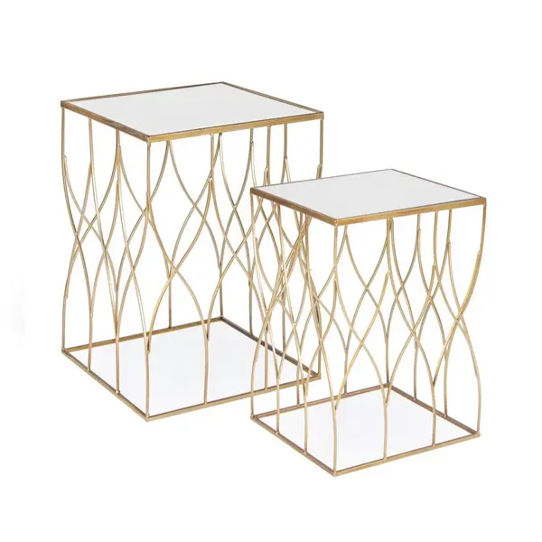 Set 2 masute de cafea ELENOR SQUARE 36x51/41x56 CM - Gold