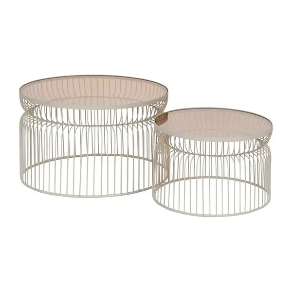 Set 2 masute de cafea EMINA CREAM Ø65x40/Ø53x34 CM - Cream