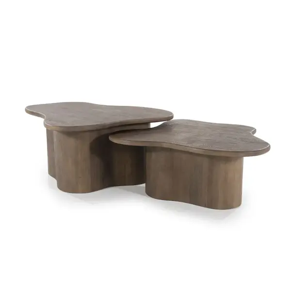 Set 2 masute de cafea FALIO 75x38/75/65/32 CM - Maro