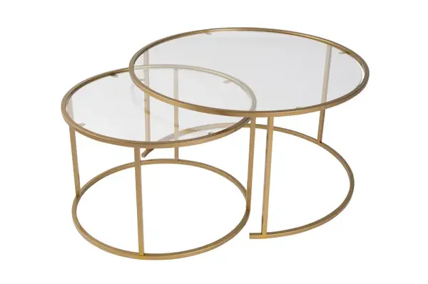 Set 2 masute de cafea GOLD-80-60, auriu, 80x80x43 cm