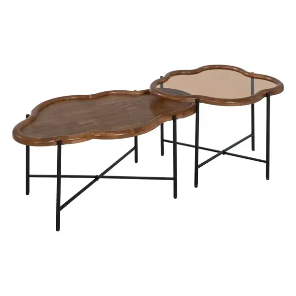 Set 2 masute de cafea LEWALI 89x50x40/66x51x45 CM - Default Title