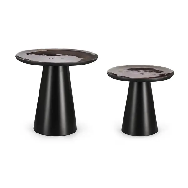 Set 2 masute de cafea ZAINAB RO Ø43/56 x 42/52 CM - Maro