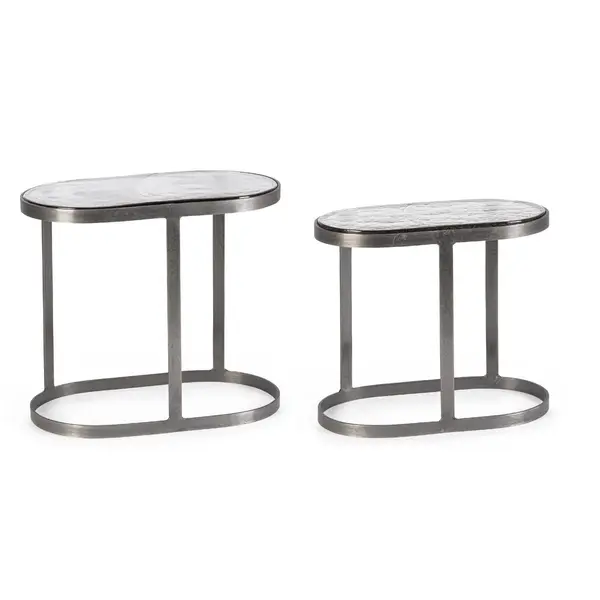 Set 2 masute de cafea ZAYLA OVAL NICKEL 45x25x45/50x34x50 CM - Default Title