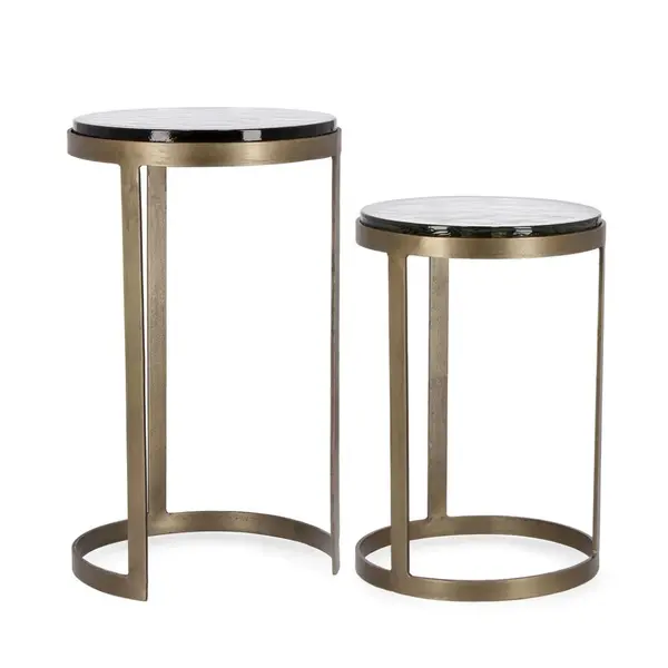 Set 2 masute de cafea ZAYLA ROUND BRASS Ø29x42/32x52 CM - Default Title