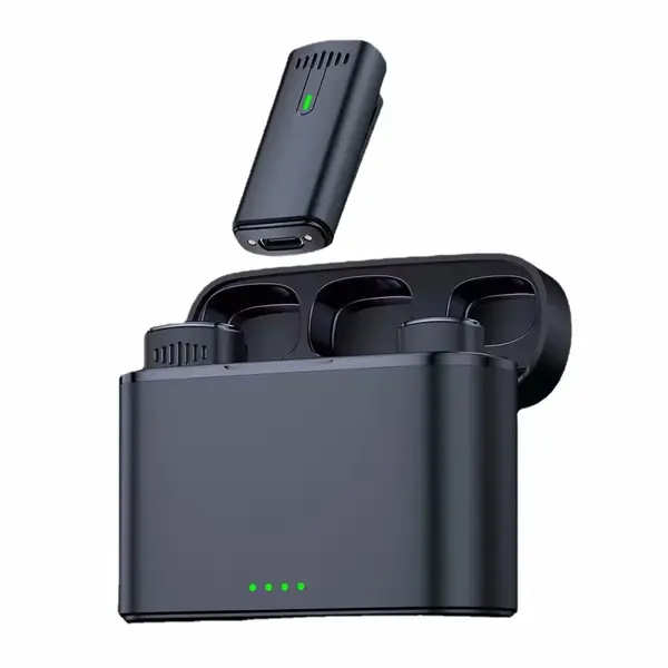 Set 2 microfoane profesionale tip lavaliera HAWIRE K-10, Wireless, Plug and Play, USB Type-C, Display digital, Pentru vlogging, interviuri, streaming