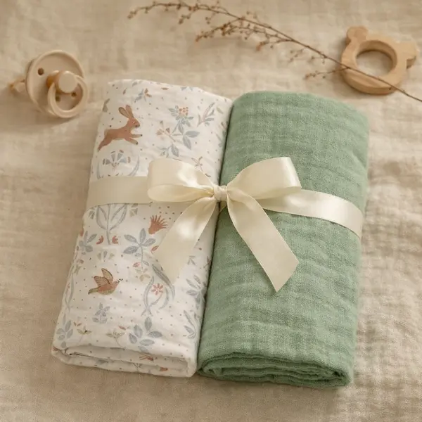 Set 2 museline Botanical Nest din bumbac 70 x 70 cm