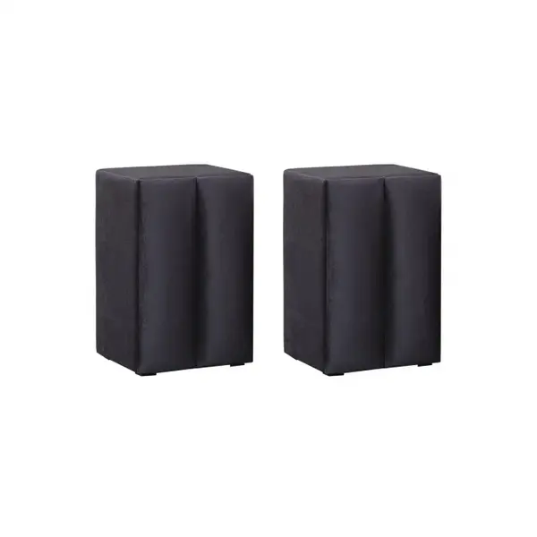 Set 2 Noptiere BLACKBERRY cu 1 usa, stofa negru