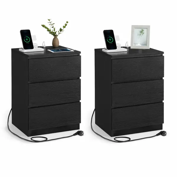 Set 2 noptiere Negru Vasagle 40x35x59 cm