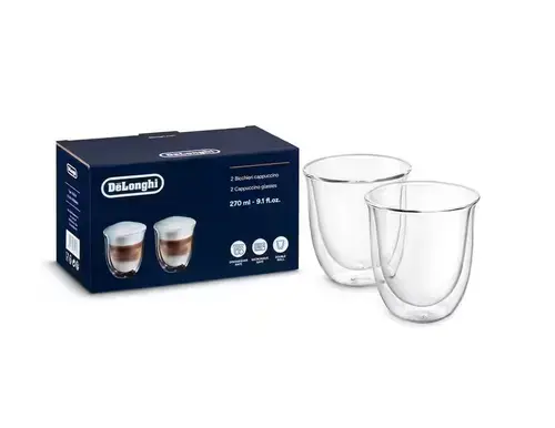 Set 2 pahare Cappuccino De'Longhi DLSC311, 270 ml, perete dublu