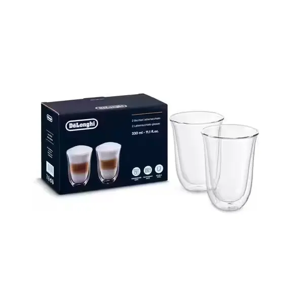 Set 2 pahare DeLonghi Latte DLSC312 2x330ml Sticla termorezistenta Transparente