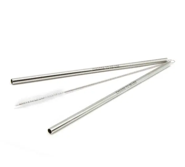 Set 2 paie reutilizabile din metal + perie pentru curatare - Silver | Ecoffee Cup