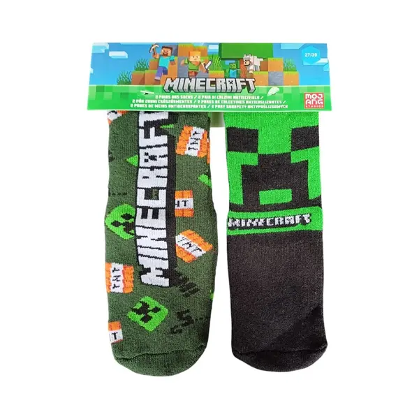 Set 2 perechi sosete ABS, talpa antiderapanta, multicolor, Happy, Minecraft Engros