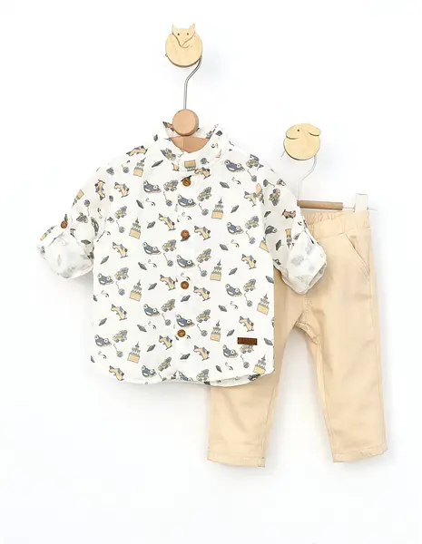 Set 2 piese camasuta Toy alb-crem